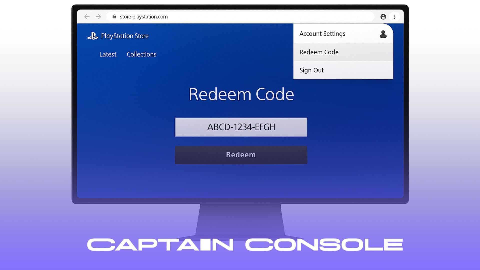 تصویر وارد کردن کد گیفت کارت از طریق PS4 / PS5 مرورگر (آدرس store.playstation.com ) 
